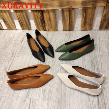 Купить Dress Shoes nova primavera confortável senhora sapatos planos apontou toe apartamentos mais tamanho feminino calçados femininos conforto ABGE