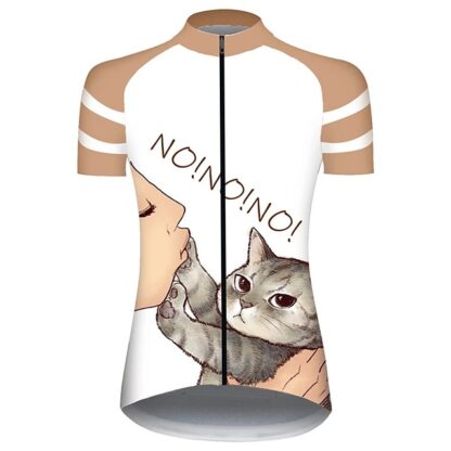 Купить 2021 Short Sleeve Cycling Jersey Summer Spandex Polyester Orange+White Cat Animal Bike Top MTB