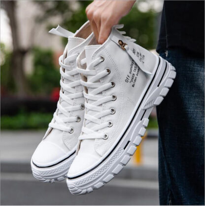 Купить summer breathable high men's canvas boots casual platform Black White Blue inspired by motocross tires men sneakers sport top quality good service low price to you