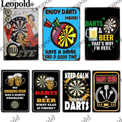 Купить Metal Sign Darts Club Poster Retro Style Bar Tin Plate Board Home Decoration Wall Art 20X30Cm1