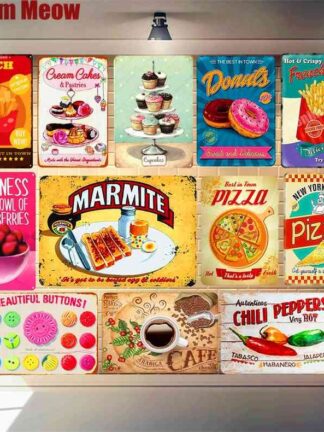 Купить Delicious Bakery Food Painting Cupcakes Metal Sticker Tin Signs Cafe Kitchen Pizza Poster Vintage Plaque Wall Decor A898