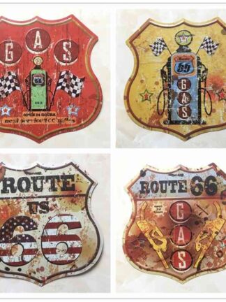 Купить Route 66 Shield Shape Vintage Metal Signs Signboard For Gas Station Garage Retro Plaque Decorative Painting Plate 30.5*30CM D001