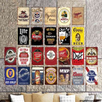 Купить Beer Plaque Vintage s Tin Sign Metal Plate Wall Decor For Bar Pub Club Man Cave Decorative Platesa