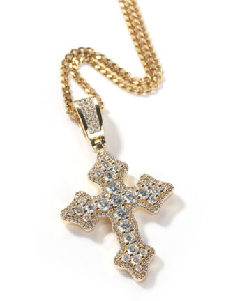 Купить Luxury Jewelry CZ Diamond Gemstones Cross Pendant Lucky Women Men Necklace For Party