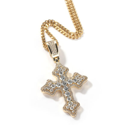 Купить Luxury Jewelry CZ Diamond Gemstones Cross Pendant Lucky Women Men Necklace For Party