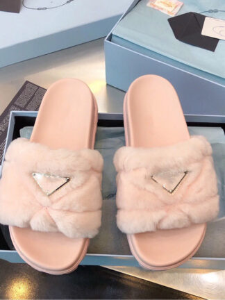 Купить Designer Luxury Milano Women lambswool Platform Heel Slipper Plush Woolen Sliders Winter Summer Vintage Sandal Fashion Scuffs Slippers