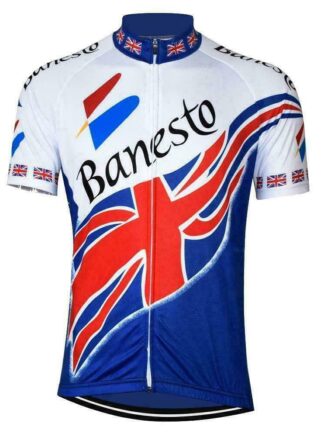 Купить 2021 Men's Short Sleeve Cycling Jersey Brand New Team Banesto British Champion