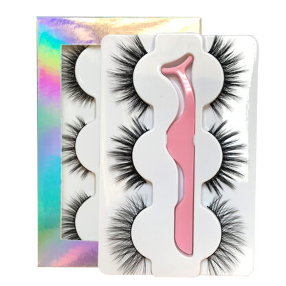 Купить 3D Faux Mink Lashes Long False Eyelashes With Tweezers Dramatic Fluffy Soft Wispy Volume Cross Reusable Eyelash MaKeup Tools