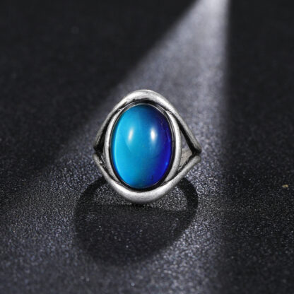 Купить Antique Silver Plated Brass Mood Color Change Stone Ring for sale New Arrivals US Size 7 8 9 10