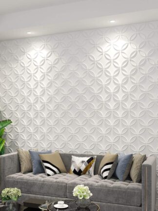 Купить Art3d 50x50cm 3D Wall Panels Soundproof Stickers Interlocked Circles White Interior Ceiling and Home Décor for Residential or Commerical (12 Tiles)