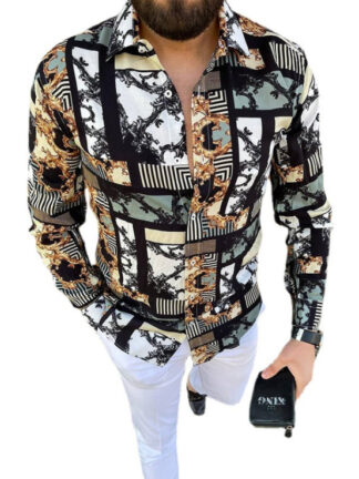 Купить Bohemian Chemisier Clothes style men's print shirt long sleeve fashion XXXL top Blusa Pattern Blouses