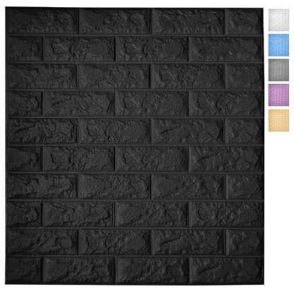 Купить Art3d 5-Pack Peel and Stick 3D Wallpaper Panels for Interior Wall Decor Self-Adhesive Foam Brick Wallpapers in Black