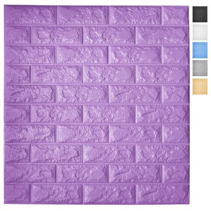 Купить Art3d 5-Pack Peel and Stick 3D Wallpaper Panels for Interior Wall Decor Self-Adhesive Foam Brick Wallpapers in Purple