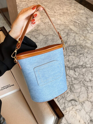 Купить Women's Bucket Bag Fashion canvas new splicing diagonal handbag