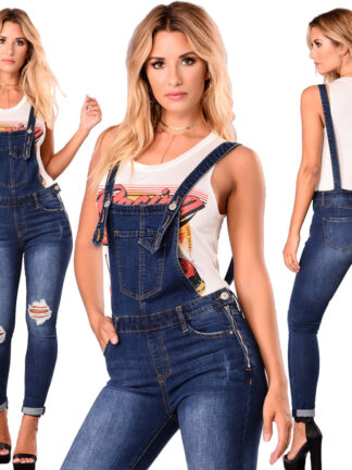 Купить Women's Jeans Boyfriend Couple Ripped Jumpsuit Sleeveless Denim Overalls For Women Holiday Backless Hole 2022 Casual Clothing