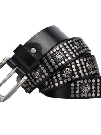 Купить Parkcool new rivet neutral leather punk style personalized riding men's belt fashion women
