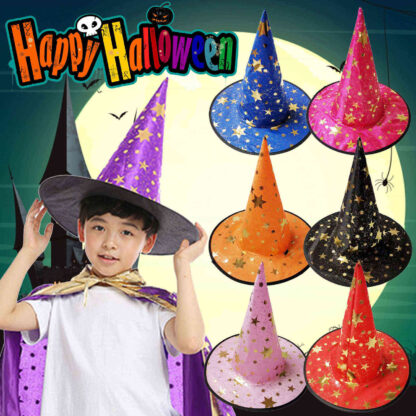 Купить Halloween Costume Witch Hat Dance Party Performance Props Magic Cap Pointed Hat Fashion Peaked Cap Halloween Party Supplies #40 Q0811