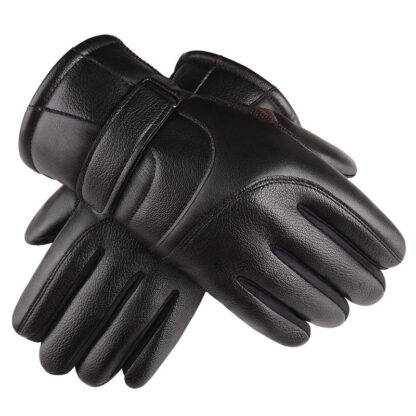 Купить Men Driving Cold-proof Wind-proof Thickened Five Fingers Gloves PU Leather Keep Warm Touch Screen Glove
