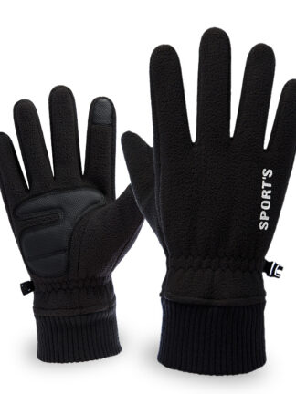 Купить Men Winter Padded Thickening Warm Touch Screen Gloves Anti-slip Cycling Double-sided Polar Fleece Glove