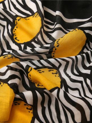 Купить New Fashion Scarves Winter Black White Striped Scarf Women's Lemon Print Cotton And Hemps Tassels Shawl
