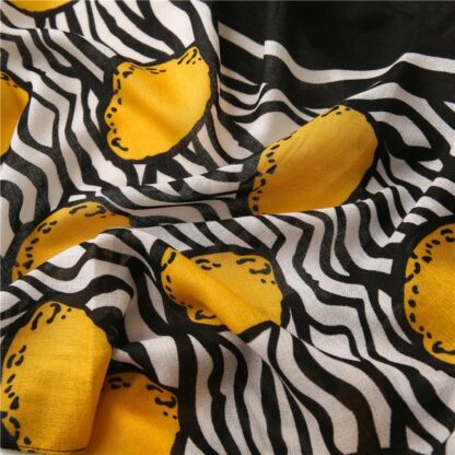 Купить New Fashion Scarves Winter Black White Striped Scarf Women's Lemon Print Cotton And Hemps Tassels Shawl