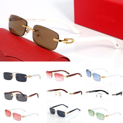 Купить new buffalo horn sunglasses fashion sport sun glasses for men women rimless rectangle bamboo wood eyeglasses eyewear with boxes case lunettes gafas