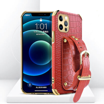 Купить Genuine Leather Cell Phone Cases With Wrist Strap For Most Mobile phones 13 Pro Max 12 Mini 11 XS XR 6 6s 7 8 Plus Fashion Protective Cover Wholesale Retailor Package