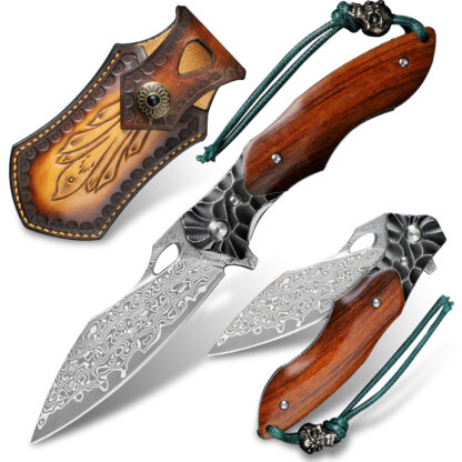 Купить Hand-forged Damascus Steel Folding Knife Pocket Wooden Handle EDC Outdoor Camping Multi-purpose Knives Survival Fishing Cutting Tool Hiking Mountaineering