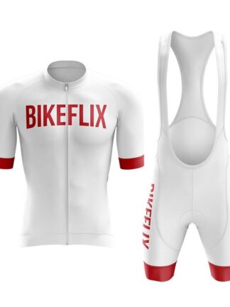 Купить 2022 Men's/Women's Cycling Short SLeeve Jersey And Bib Shorts Suit--BikeFLIX--White