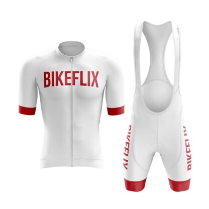 Купить 2022 Men's/Women's Cycling Short SLeeve Jersey And Bib Shorts Suit--BikeFLIX--White