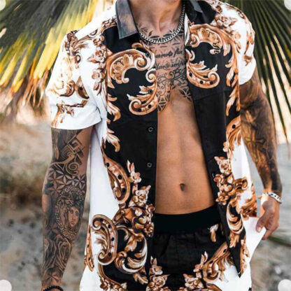 Купить Plus Sizes shirts for men Casual vintage Shirts Beach suit Short Sleeve Summer Hawaiian Shirt Loose Fit Print Pattern Man Clothes Blouse