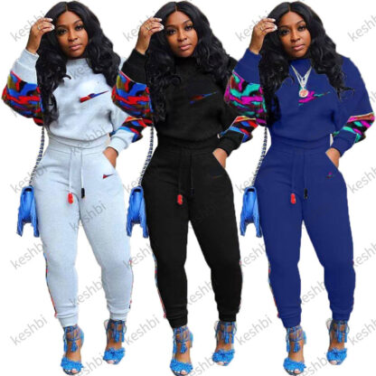 Купить Fashion 2 Piece Set Women´s Tracksuit Luxury designer high quality Round Neck Sweatshirt Pants Sport Wear Casual Suits