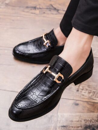 Купить Brogue Men Shoes 2021 New PU Leather Casual Business Shoes Fashion Dress Classic Comfortable Slip on Spring Autumn Loafer Round Toe DH619