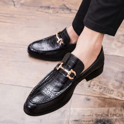 Купить Brogue Men Shoes 2021 New PU Leather Casual Business Shoes Fashion Dress Classic Comfortable Slip on Spring Autumn Loafer Round Toe DH619