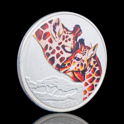 Купить 50pcs Silver Plated GIraffe Mother Love Elizabeth II Queen Tuvalu Animal Cents Souvenirs Coin Medal Collectible Coins