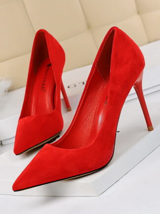 Купить Woman Dress shoes red bottom high heel designers women Stiletto 9CM nude Genuine Leather Point Toe white black Pump loafers Rubber 34-43 825-3
