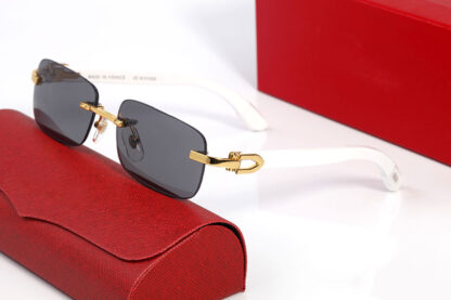 Купить Mens Sunglasses Designer Women Trendy Fashion Sports Driving Metal Gold Alloy White Wooden Frames Eyewear Brands Frameless Sunglass 55mm Eyeglasses Lunettes