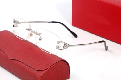 Купить Designer Brand Luxury Carti Sunglasses Frames Fashion Men Gold Rimless Eyeglasses for Man Anti Reflective Sunglass Metal Silver Frameless Optical Eyewear Case