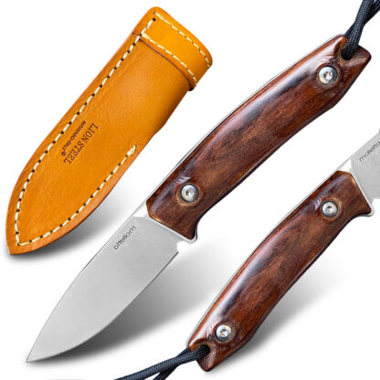 Купить M1 Lion Steel Tactical Survival Knife M390 Fixed Blade Camping Hunting Knives Fishing Skinning Knife Mini Cool Sword Rosewood Handle with Leather Case