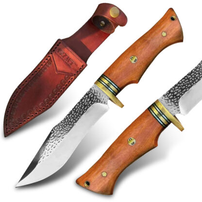 Купить 9CR18MOV Steel Hunting Knife Camping Outdoor Survival Knife Military Tactical Combat Knives Rosewood Handle with Leather Case for Mountaineering Rescue Tools