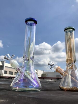 Купить 10" thick beaker bong rainbowl smoke gray color tall glass water pipe big straight tube dab oil rig bubbler with downsteam and bowl