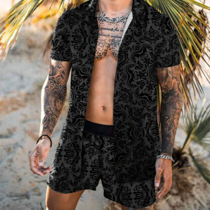 Купить short sleeve printing Tracksuits quick-drying shirt suit men's beachwear Printed Matching Swimsuits Summer swimwear for man