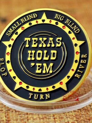 Купить 50pcs Non Magnetic Poker Chip Craft Texas Hold'em Flop Turn River Big Small Blind 24k Gold Plated Coin Collectible Badge GIft