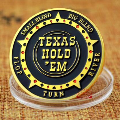 Купить 50pcs Non Magnetic Poker Chip Craft Texas Hold'em Flop Turn River Big Small Blind 24k Gold Plated Coin Collectible Badge GIft