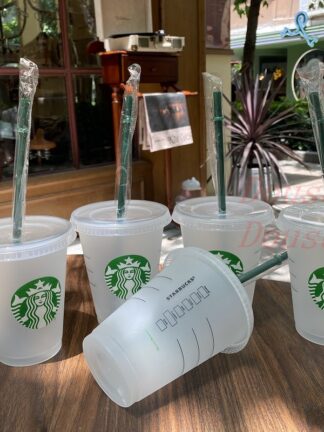 Купить starbucks Mug 16oz Tumblers Mugs Plastic Drinking Juice With Lip And Straw Magic Coffee Mug Costom Transparent cup 30PCS