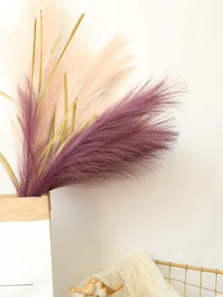 Купить 2pcs Pampas Grass Artificial Flowers Silk Bulrush Real Touch Fake Reed Wedding Bouquet Home Centerpieces Decoration