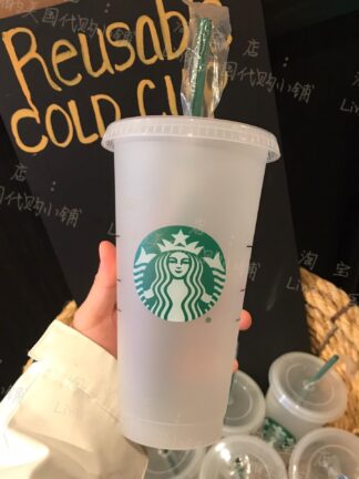 Купить 2021 Starbucks 24oz 710ml Environmental Angel Goddess Plastic Cups Recyclable Portable Heat-resistant Drinking Straw Single Drink Free DHL 1