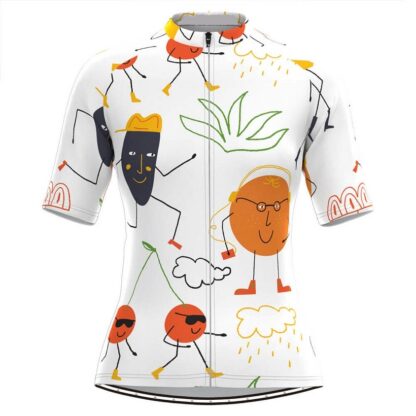 Купить Retro Cartoon Fruits Print Summer Cycling Short Sleeve Jersey Black/Red