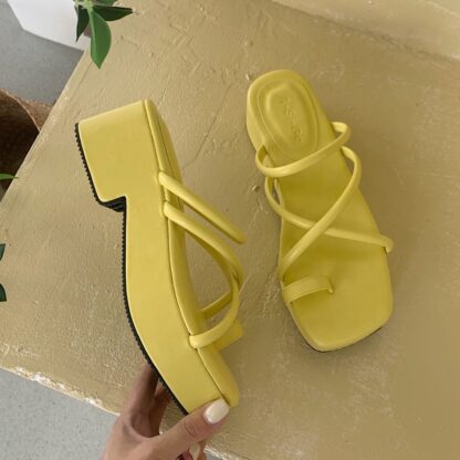 Купить Sandals summer chunky heel woman slippers will see beach flip flops platform slides designer women's sandals y2k shoes 2QDC