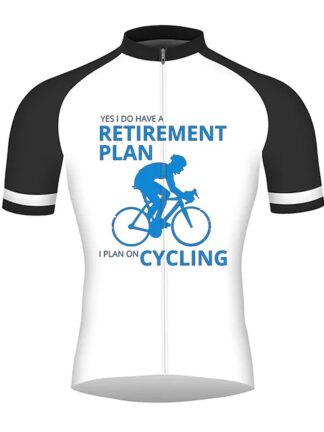 Купить 2021 Retirement Plan Men's Short Sleeve Cycling Jersey - Blue Red Orange Top Quick Dry Breathable Reflective Strips Sports Summer 100% Polyester Mountain Bike MTB